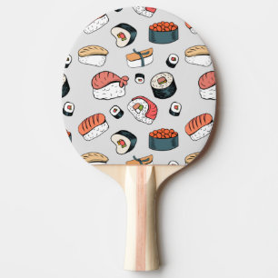 Kawaii Sushi Rolls Pattern Slip-On Sneakers Ping Pong Paddle