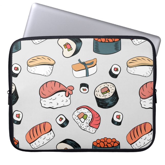  Kawaii Sushi Rolls Pattern , sushi pattern  Laptop Sleeve (Front)