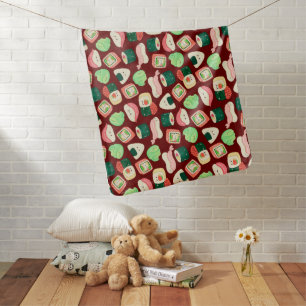kawaii sushi rolls, sushi pattern baby blanket