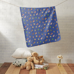 kawaii sushi rolls, sushi pattern baby blanket