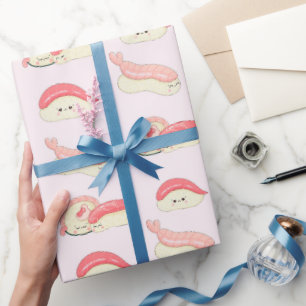kawaii sushi rolls, sushi pattern wrapping paper