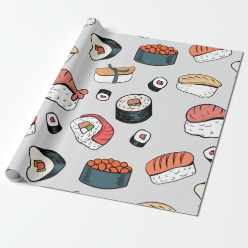 kawaii sushi rolls wrapping paper