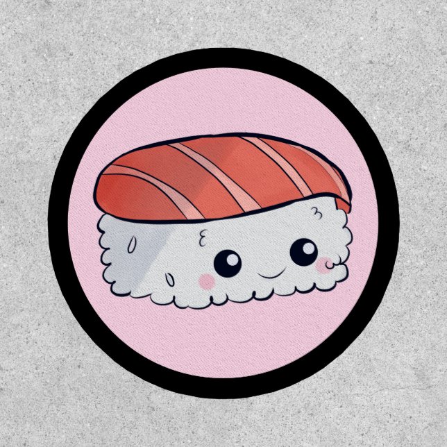 Kawaii Sushi Salmon Cute Pink Adorable Food Patch (Front)