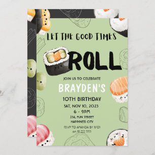 Kawaii Sushi Sashimi Kids Boy Girl Adult Birthday Invitation