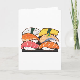 Kawaii Sushi Set - Salmon Tuna Egg Shrimp Card