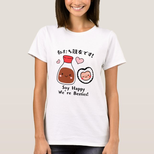 Kawaii Sushi & Soy Sauce Besties T-Shirt (Front)