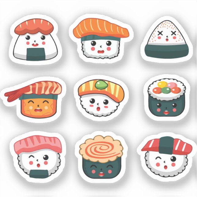 Kawaii sushi  sticker (Front)