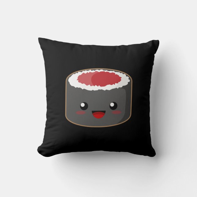 Kawaii Sushi Throw Pillow (Front)