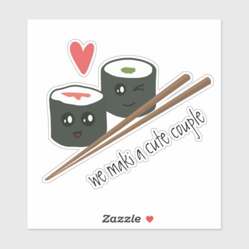 Kawaii Sushi We Maki a Cute Couple Laptop Sticker