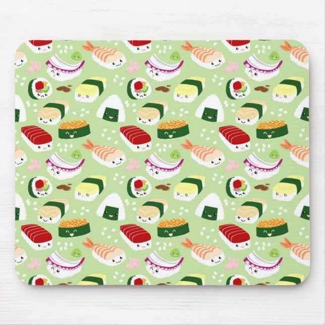 Kawaii Sushi with faces Mouse Pad (Front)