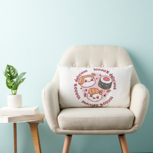kawaii sushi with funny quotes for black lover lumbar pillow