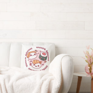 kawaii sushi with funny quotes for black lover throw pillow