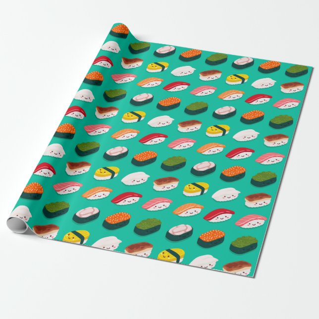 Kawaii Sushi  Wrapping Paper (Unrolled)