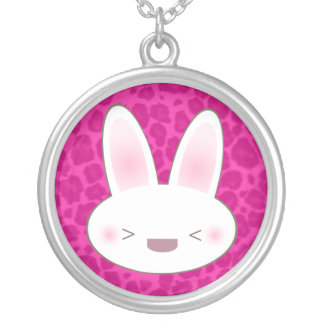 Kawaii Sweet Bunny Rabbit Pink Leopard Necklace