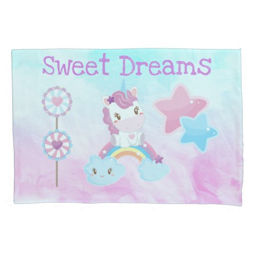 Kawaii Sweet Dreams Unicorn Rainbow Cloud Pillow Case