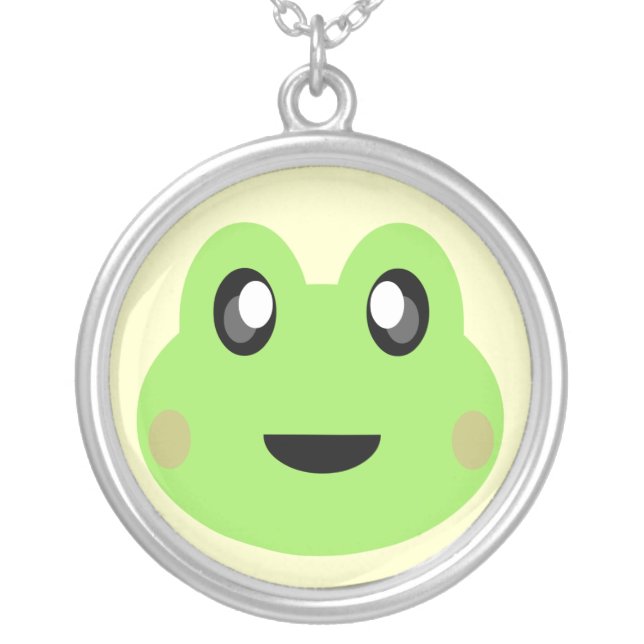 Kawaii Sweet Frog Face Sterling Silver Necklace (Front)