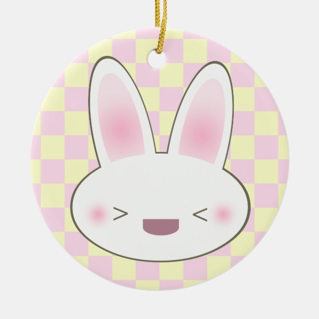 Kawaii Sweet Happy Bunny Rabbit Ornament (Front)
