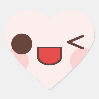 Kawaii Sweet Heart Valentine Happy Wink Face Sticker