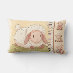 Kawaii Sweet Sheep "Eid Mubarak" Throw Pillow