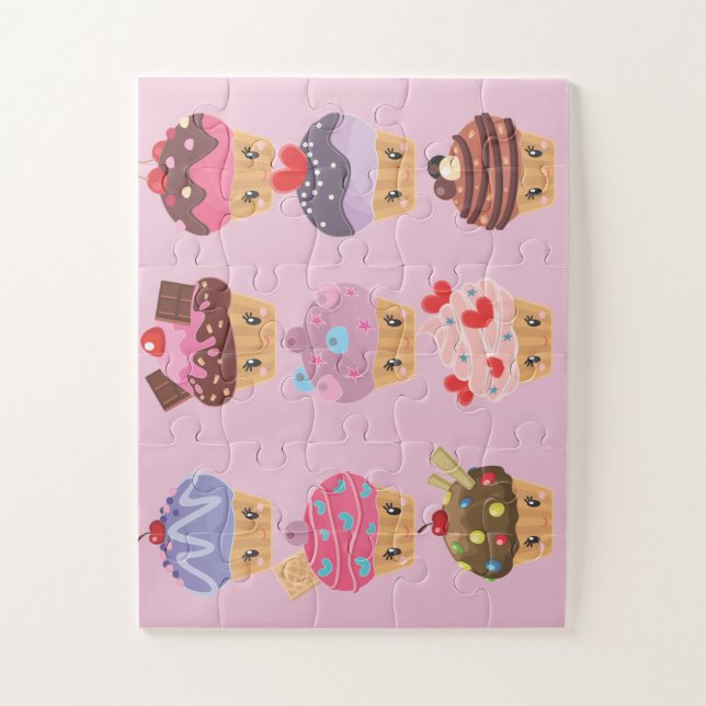 Kawaii Sweet Treats Cutie Cupcakes Jigsaw Puzzle (Vertical)