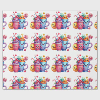 Kawaii Sweets & Coffee Cups Cute Wrapping paper