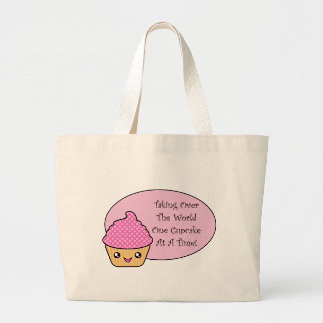 Kawaii Taking Over The World Large Tote Bag (Front)