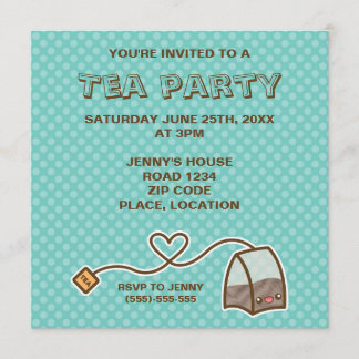 Kawaii Tea Bag Tea Party Invitation