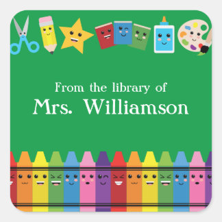Kawaii Teacher From The Library Of Square Sticker