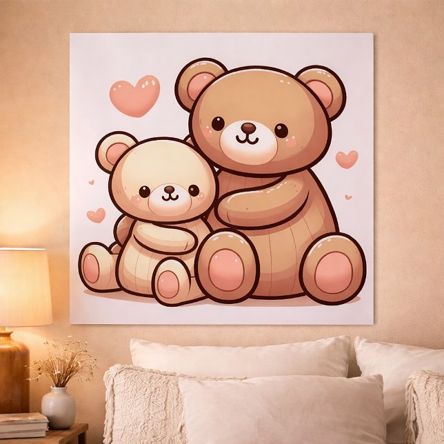 Kawaii Teddy Bear Hug Poster (Creator Uploaded)