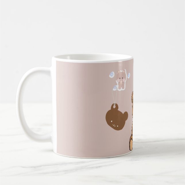 Kawaii Teddy Bear Illustration Coffee Mug (Left)