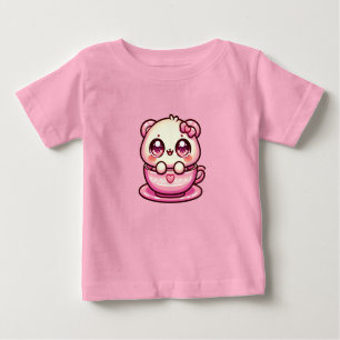 Kawaii Teddy Bear in a Cup Baby T-Shirt