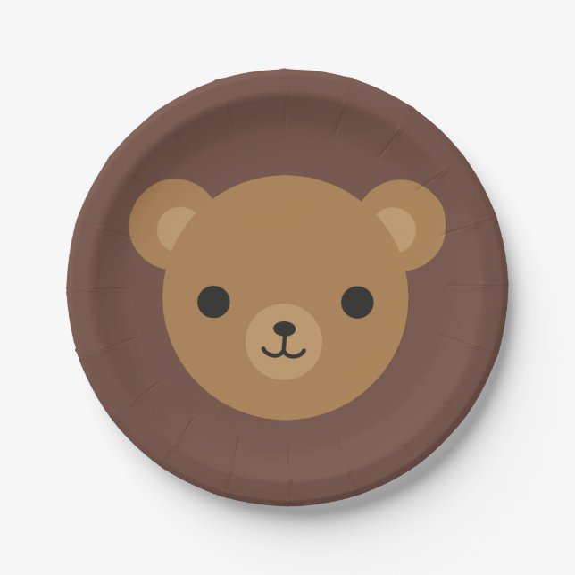 Kawaii Teddy Bear Paper Plates (Front)