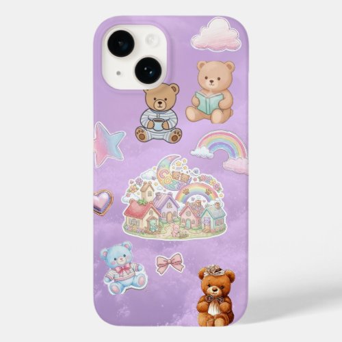 Kawaii Teddy Bear Pastel Purple Aesthetic Case-Mate iPhone 14 Case