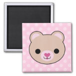 Kawaii Teddy Bear Pink Polka Dots Magnet