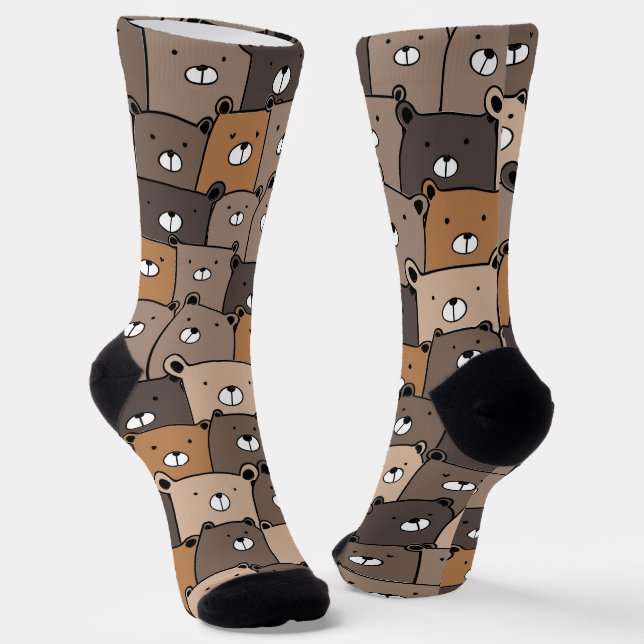 Kawaii teddy Bears Socks (Angled)