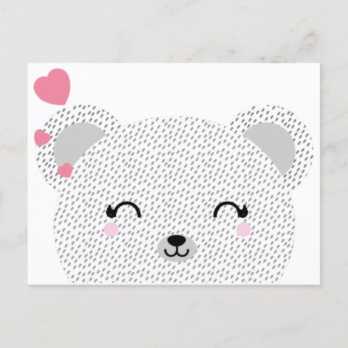 kawaii teddy valentine BEAR HUG girl Holiday Postcard