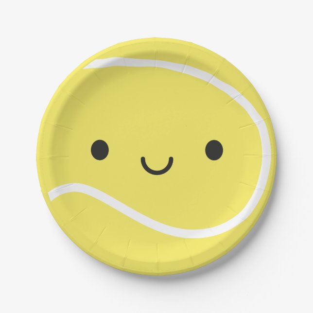 Kawaii Tennis Ball Paper Plates (Front)