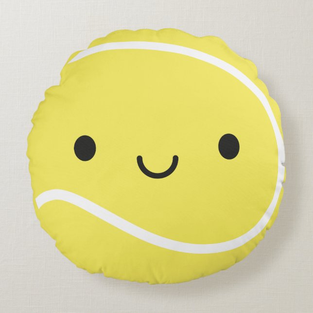 Kawaii Tennis Ball Round Pillow (Front)