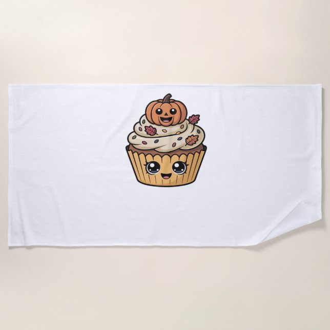 kawaii thanksgiving cupcake Oversized T-Shirt Beach Towel (Front)