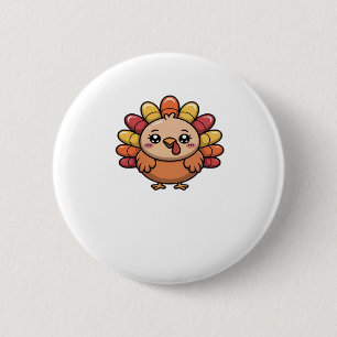 kawaii thanksgiving turkey Classic T-Shirt_1 Button