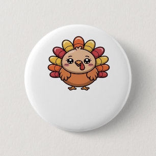 kawaii thanksgiving turkey Classic T-Shirt_1 Button