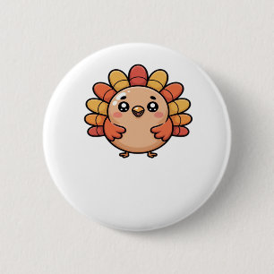 kawaii thanksgiving turkey Classic T-Shirt Button
