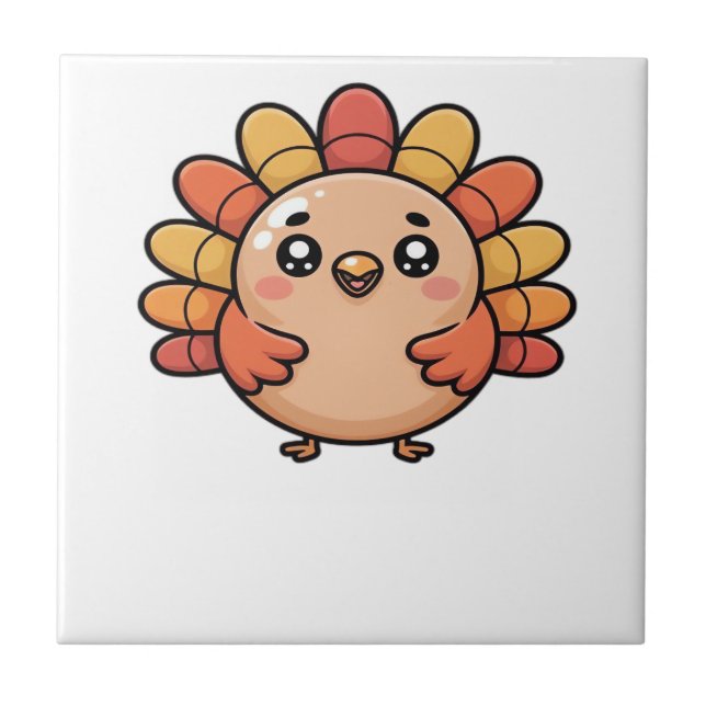 kawaii thanksgiving turkey Classic T-Shirt Ceramic Tile (Front)