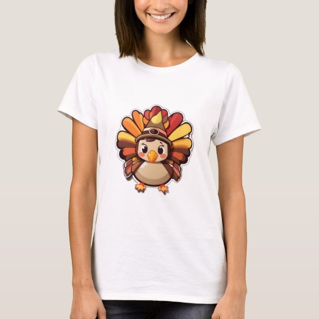 Kawaii Thanksgiving turkey T-Shirt (Front)