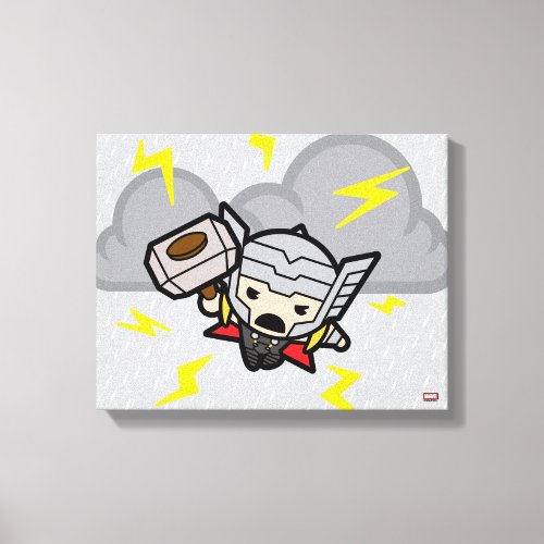 Kawaii Thor With Lightning Canvas Print