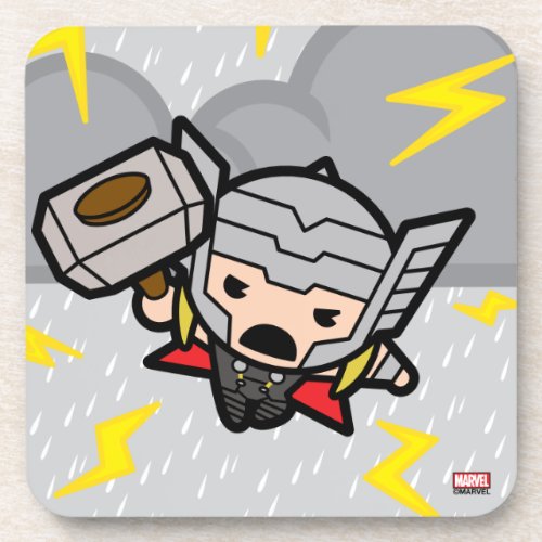Kawaii Thor With Lightning Drink Coaster