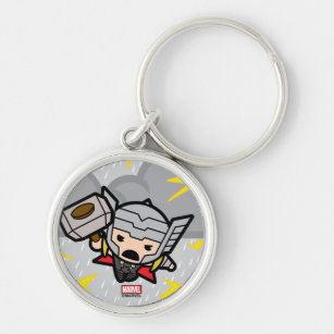 Kawaii Thor With Lightning Keychain