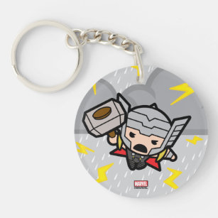 Kawaii Thor With Lightning Keychain