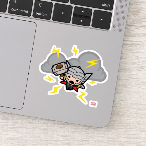 Kawaii Thor With Lightning Sticker