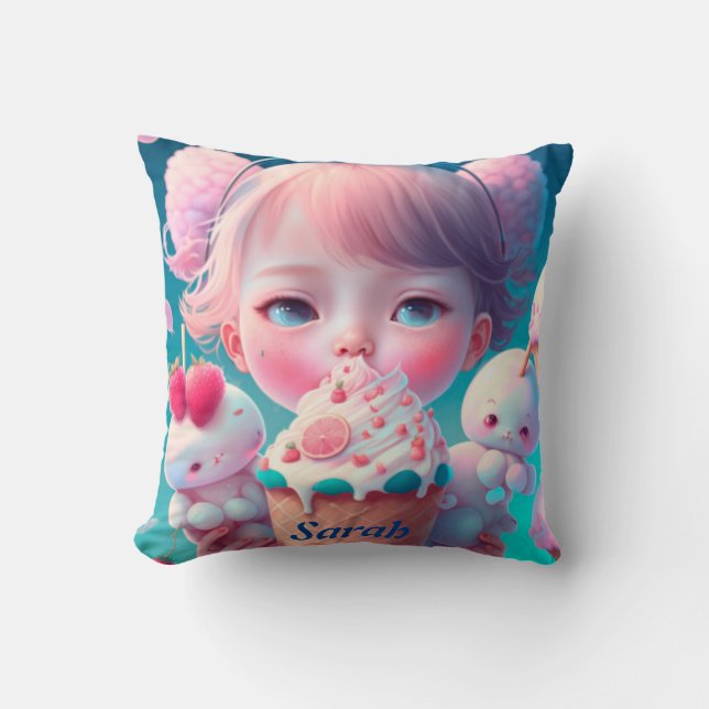 Kawaii   throw pillow (Front)